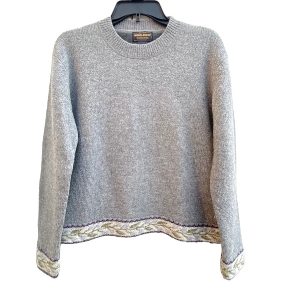 Woolrich Women's Wool Pewter Gray Sweater
with Hem and Cuff Accents Size M - Picture 7 of 16